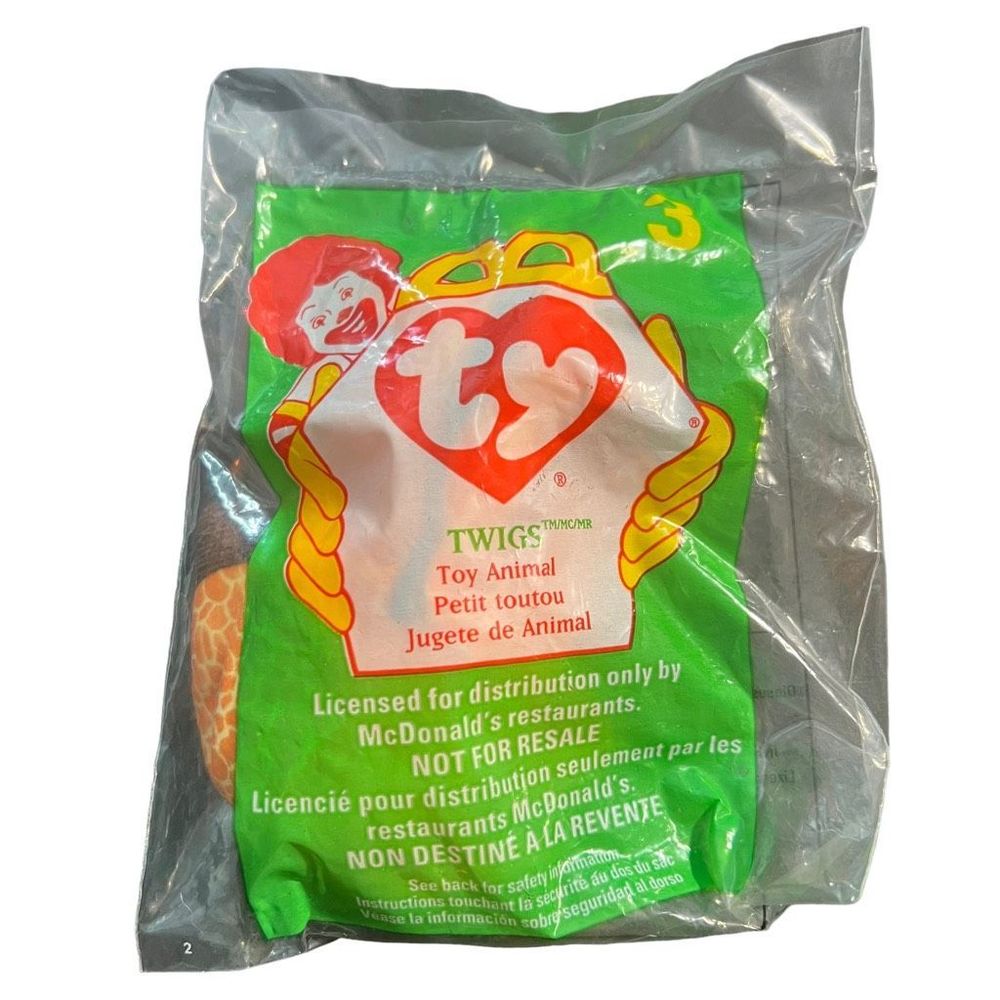 McDonalds‎ Ty Teenie Beanie Babies Lot Of 3 1998 Inch Worm Doby Dog Twig Giraffe - Picture 6 of 7